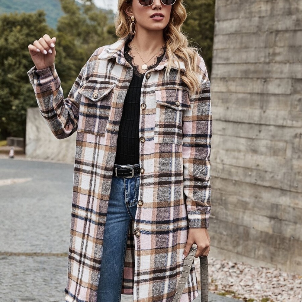 fall classic button up  plaid long sleeve top